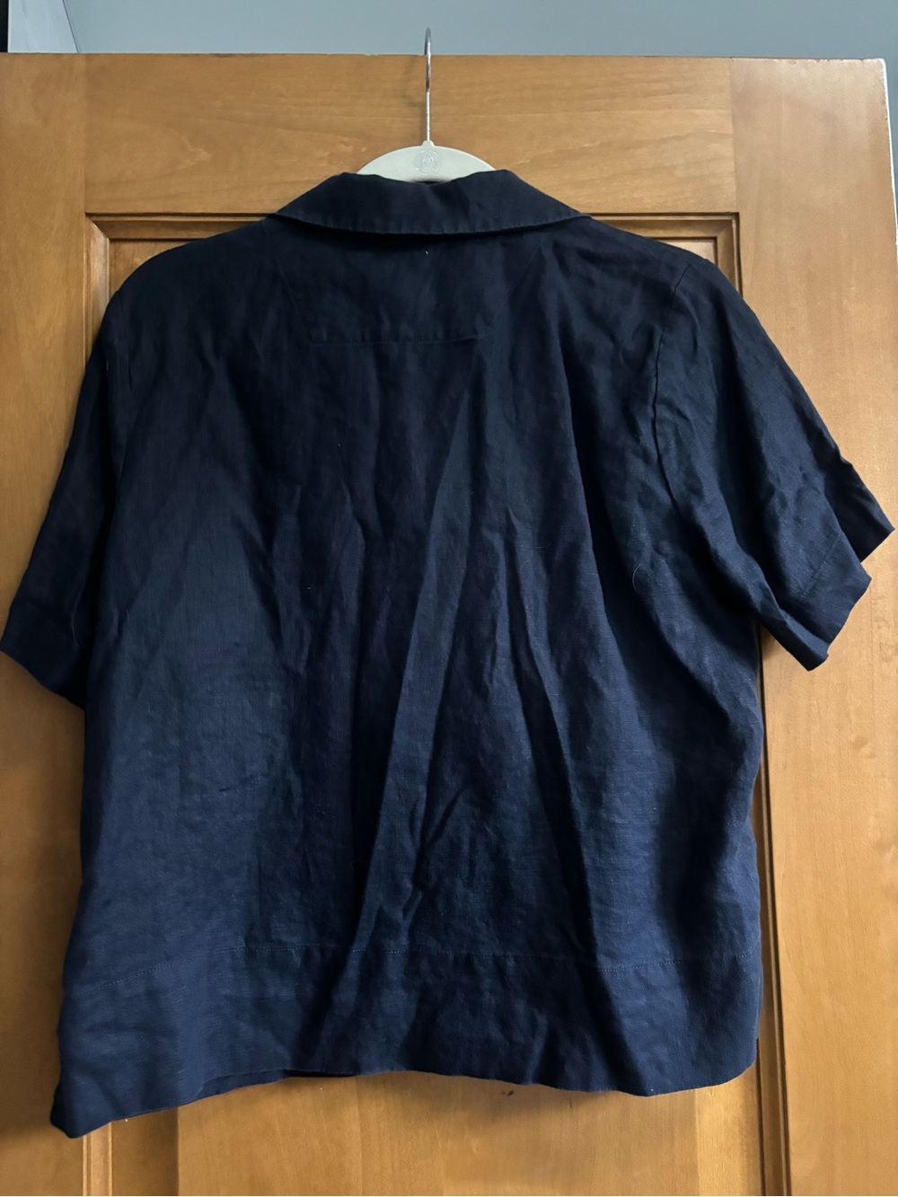 Quince Dark Navy Relaxed Button Front Top - Picture 3 of 3